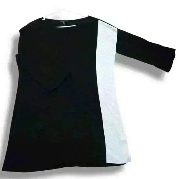 EILEEN FISHER Tencel Color blocked Boat-Neck Sweater Size Large #071 - Picture 5 of 6